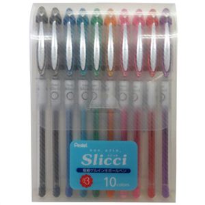 ぺんてる ゲルインキボールペン スリッチ 0.3mm 極細 10色セット BG203-10
