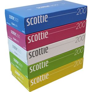 （まとめ買い）スコッティ ティシュー カラーパッケージBOX 400枚(200組)×5個パック×15セット - 拡大画像