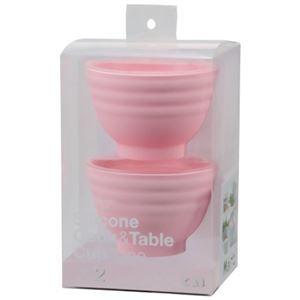 （まとめ買い）Silicone Cook&Table カップ(ライン) ピンク 2個入 DS-1215×3セット - 拡大画像