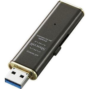 （まとめ買い）エレコム USB3.0対応スライド式USBメモリ Shocolf MF-XWU308GBW ビターブラウン×2セット - 拡大画像