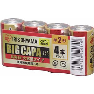 （まとめ買い）アイリスオーヤマ アルカリ乾電池 BIG CAPA 単2形 4本パック LR14IRB-4S×6セット
