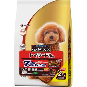 （まとめ買い）愛犬元気 ベストバランス トイ・プードル用 7歳以上用 チキン・野菜・小魚・玄米入 2kg(500g×4袋入)×3セット