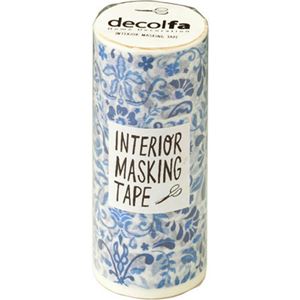 （まとめ買い）decolfa(デコルファ) インテリアマスキングテープ 幅10cm×長さ8m巻き ダマスク/ブルー×4セット - 拡大画像