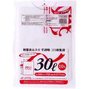 白半透明ゴミ収集袋ピンクリボンモデルTSP30 30L 10枚×60冊 - 拡大画像