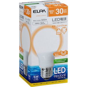 （まとめ買い）エルパ(ELPA) LED電球 一般電球A形 30W形 E26 電球色 広配光 LDA3L-G-G5012×3セット - 拡大画像