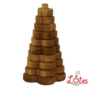 （まとめ買い）Lotes toys(ロテストイズ) ラトビア製 木のおもちゃ スタッキングトイ フラワー×2セット - 拡大画像
