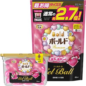 （まとめ買い）ぷにぷにっとジェルボール エレガントブロッサム&ピオニーの香り 本体18個入り+詰替 超お得サイズ 48個入り×5セット