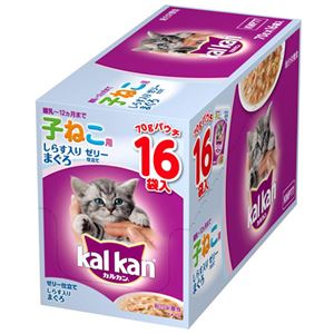 （まとめ買い）カルカンパウチ 味わいセレクト しらす入りまぐろ 子猫用 70g×16個×3セット - 拡大画像