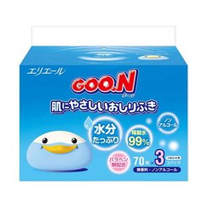 Goo.n（グーン） 肌にやさいいおしりふき つめかえ用70枚×3P 【12セット】