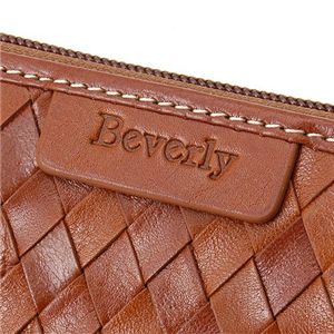 Beverly(ビバリー)　牛革ラウンドファスナーメッシュ財布 ブラウン