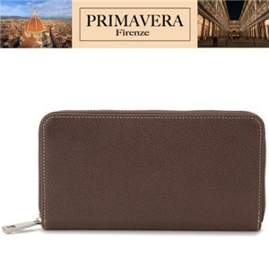 PRIMAVERA（プリマヴェーラ） 牛革財布 ラウンドファスナー長財布 ブラウン