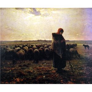 世界の名画シリーズ、プリハード複製画 ジャン・フランソワ・ミレー作 「羊飼いの少女」 商品画像