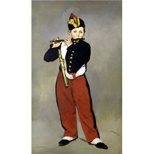 世界の名画シリーズ、プリハード複製画 エドゥアール・マネ作 「笛を吹く少年」 - 拡大画像