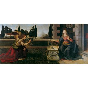 世界の名画シリーズ、プリハード複製画 レオナルド・ダ・ヴィンチ作 「受胎告知」 - 拡大画像