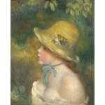 世界の名画シリーズ、最高級プリハード複製画 ピエール・オーギュスト・ルノアール作 「麦わら帽子を被った若い娘」