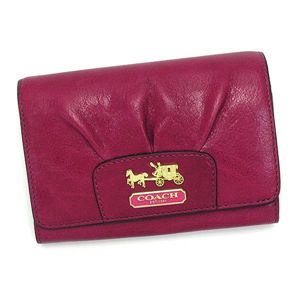 Coach（コーチ） 二つ折り財布（小銭入れ付） MADISON LEATHER 41974 S.L.G MAD LTH CMP CLU B4/MJ ダークピンク - 拡大画像