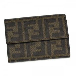 Fendi(フェンディ) 二つ折り財布(小銭入れ付) ZUCCA PU LOGO 8M0026 F0BTR ダークブラウン H9×W12×D2.5