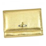 Vivienne Westwood(ヴィヴィアンウエストウッド) 二つ折り財布(小銭入れ付) NAPPA 746V  ゴールド H9.5×W13.5×D2.5
