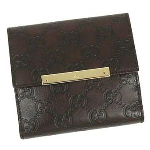Gucci（グッチ） 二つ折り財布（小銭入れ付） METAL BAR 112664 2019 ダークブラウン H10.5×W12×D3