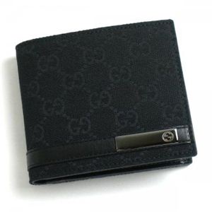 Gucci（グッチ） 二つ折り財布（小銭入れ付） MEN BAR 233102 1000 ブラック H9.5×W11×D2.5