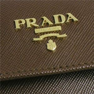 Prada（プラダ） 三つ折り財布（小銭入れ付） SAFFIANO METAL ORO 1M0170 F0054 ダークブラウン （H10×W13×D2）