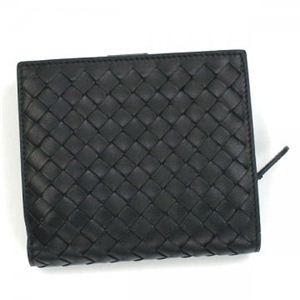 BOTTEGA VENETA（ボッテガベネタ） 二つ折り財布（小銭入れ付） PORTAMONETE INTRECCI 114073 1000 ブラック （H11×W12×D3）