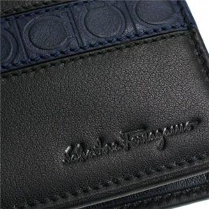 Ferragamo（フェラガモ） 二つ折り財布（小銭入れ付） MENS SLG FORM 668928 462845 ブラック/ブルー