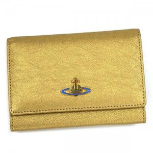 Vivienne Westwood（ヴィヴィアンウエストウッド） 二つ折り財布（小銭入れ付） METAL 746V  ゴールド