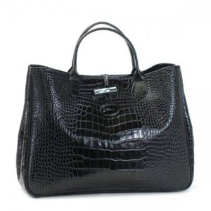 Longchamp（ロンシャン） ハンドバッグ ROSEAU STYLE CROCO 1681 1 ブラック - 拡大画像