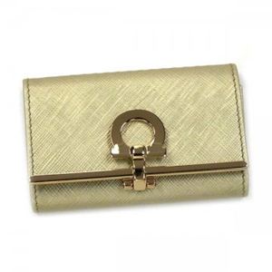 Ferragamo（フェラガモ） キーケース GANCINI ICONA VITELL 224627 491360 ホワイト／ゴールド - 拡大画像