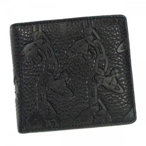 Vivienne Westwood（ヴィヴィアンウエストウッド） 二つ折り財布（小銭入れ付） CHAIN ORB 730V ブラック - 拡大画像