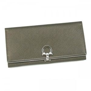 Ferragamo（フェラガモ） 長財布 GANCINI ICONA VITELL 224633 410976 シルバー