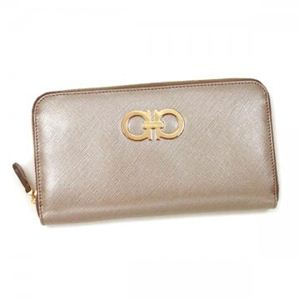 【2013年2月28日まで期間限定値下げ】Ferragamo（フェラガモ） 長財布 GANCINI ICONA VITELL 22B300 510352 GREY OPAL／MET.FANGO