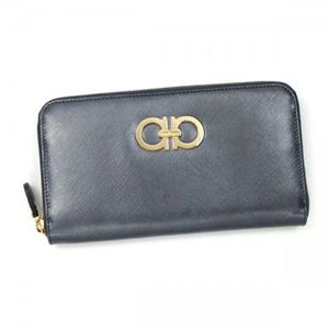 【2013年2月28日まで期間限定値下げ】Ferragamo（フェラガモ） 長財布 GANCINI ICONA VITELL 22B300 510349 CHARCOAL／MET.GRAFITE