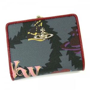 Vivienne Westwood（ヴィヴィアンウエストウッド） 二つ折り財布（小銭入れ付） SQUIGGLE LOGOMANIA 32219  MULTICOLOR RED