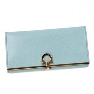 【2013年2月28日まで期間限定値下げ】Ferragamo（フェラガモ） 長財布 GANCINI ICONA VITTEL 224633 537643 BLUE PASTEL