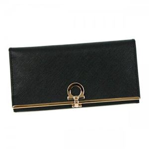 Ferragamo（フェラガモ） 長財布 GANCINI ICONA VITTEL 224633 530935 NERO／VANILLA