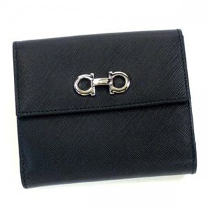Ferragamo（フェラガモ） Wホック財布 GANCINI ICONA VITTEL 22A960 433597 NERO