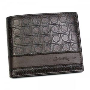 【2013年4月30日まで期間限定値下げ】Ferragamo（フェラガモ） 二つ折り財布（小銭入れ付） MENS SLG GAMMA 668734 433495 HICKORY