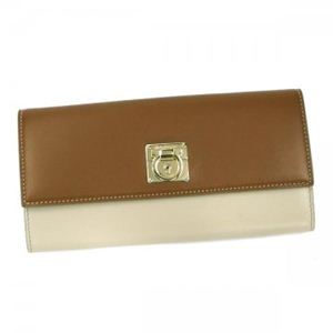 Ferragamo（フェラガモ） 長財布 LOCK STORY 22B703 535741 NOCCIOLA／ALMOND