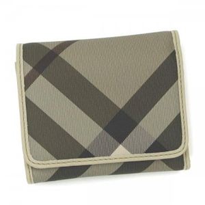 Burberry（バーバリー） 三つ折り財布（小銭入れ付） SMOKED CHECK LEIGHTON 2500T TRENCH - BEIGE