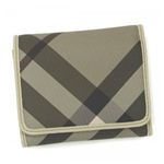 Burberry（バーバリー） 三つ折り財布（小銭入れ付） SMOKED CHECK LEIGHTON 2500T TRENCH - BEIGE
