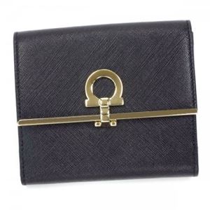Ferragamo（フェラガモ） 二つ折り財布（小銭入れ付） GANCINI ICONA VITTEL 224639 549459 NERO／ROSSO