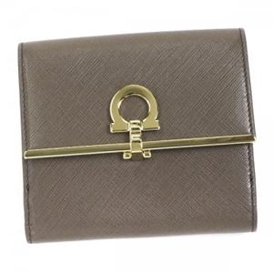 Ferragamo（フェラガモ） 二つ折り財布（小銭入れ付） GANCINI ICONA VITTEL 224639 557323 DEEP TAUPE
