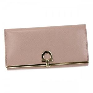 【2013年8月31日まで期間限定値下げ】Ferragamo（フェラガモ） 長財布 GANCINI ICONA VITTEL 224633 549457 NOCTURNE ROSE／CORNIOLA