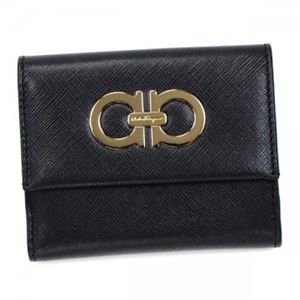 Ferragamo（フェラガモ） 二つ折り財布（小銭入れ付） GANCINI ICONA VITTEL 227122 549478 NERO／ROSSO