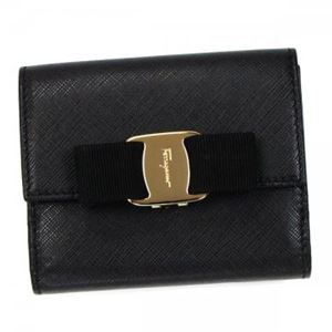 Ferragamo（フェラガモ） 二つ折り財布（小銭入れ付） MISS VARA BOW CLIP V 22A926 548758 NERO／ROSSO