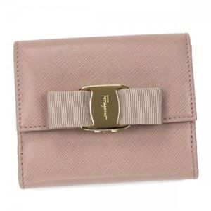 Ferragamo（フェラガモ） 二つ折り財布（小銭入れ付） MISS VARA BOW CLIP V 22A926 548757 NOCTURNE ROSE／CORNIOLA