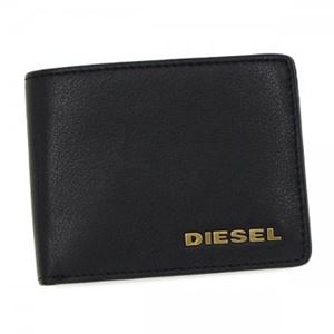 【2014年2月28日まで期間限定値下げ】DIESEL（ディーゼル） 二つ折り財布（小銭入れ付） X01967 H4486 BLACK／ANTIQUE BRASS