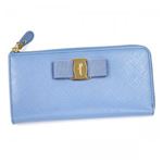 【9月15日まで限定販売】Ferragamo（フェラガモ） 長財布L字ファスナー 22C124 600258 FLEUR BLEUE